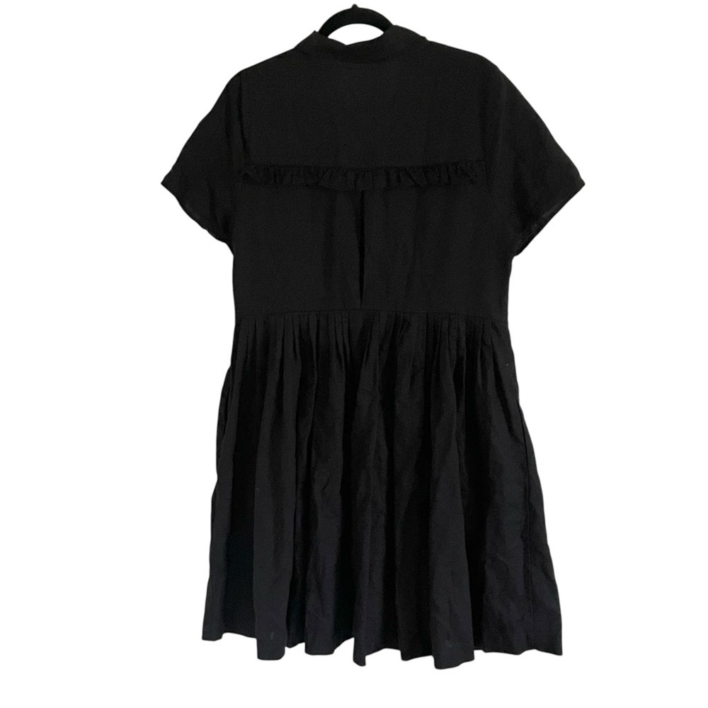 Tuesday of California Black Linen Cotton Ruffle Detail Rodeo Mini Dress 1X - Picture 2 of 8
